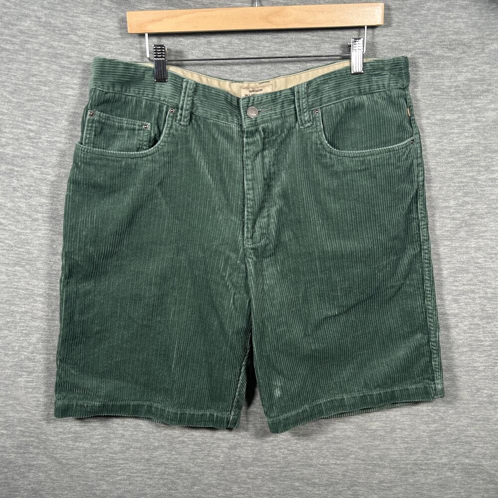Quiksilver Waterman Collection Shorts Mens 36 Green Corduroy Bermuda Surf Skate
